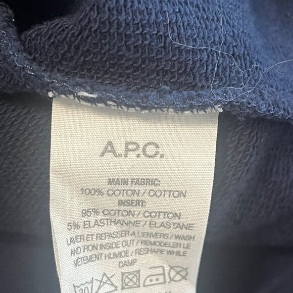 A.P.C. x JJJJOUND Men's Navy Blue Terry Cotton Big Script Logo Sweatshirt Size - Picture 5 of 7